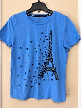 Karl Lagerfeld Bright Blue Tee with Black Eiffel Graphic
